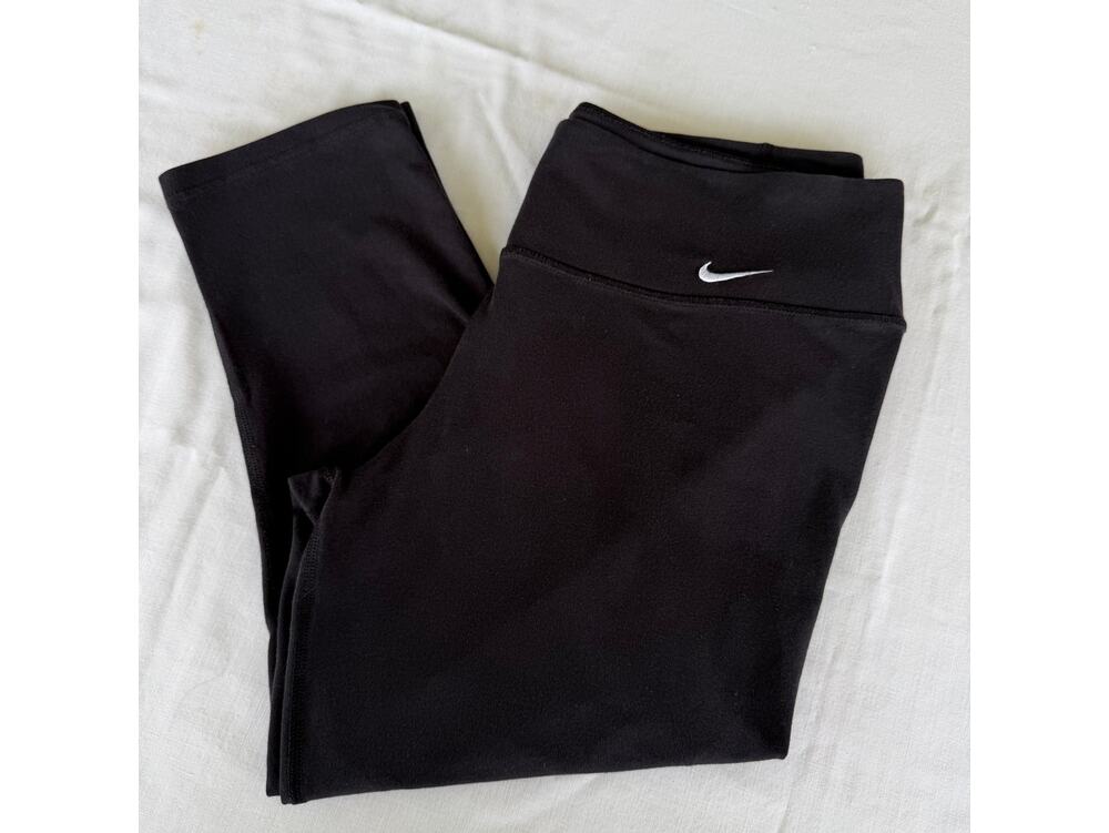 Nike DRI-FIT Black Cropped Leggings L Workout Yoga Gym Activewear Athleisure